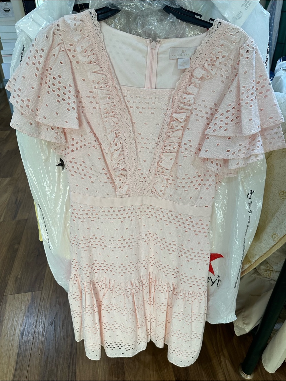 Light Pink Eyelet Ruffle Midi Dress - Picture 5 of 8